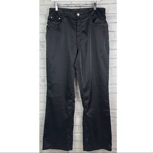 Black Stretch Luxury Straight Leg High Waist shiny Work Pants Plus Size - 14